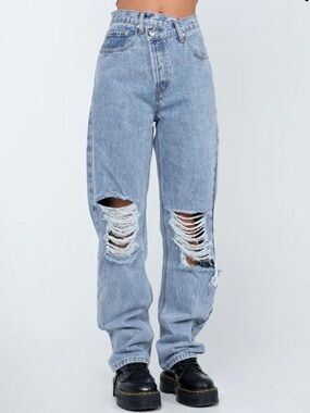 Princess Polly Light Blue Ripped Distressed Holly Jeans
